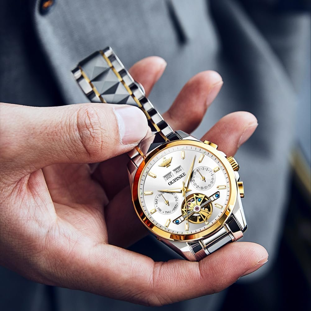 OLEVS Watches for Men Luxury Diamond Casual Large Dial Watches Stainless Steel Waterproof Business Dress Analog Luminous Date Mens Watches - Image 5