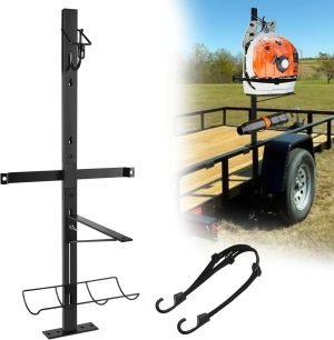 CAROD Backpack Blower Rack for Trailer, Steel Leaf Backpack Blower Holder for Open and Enclosed Lawn Landscape Trailer Truck, Height Adjustable Holding Base Fit 16″-25″ Blowers