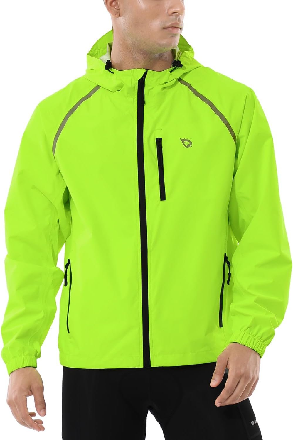 baleaf Men's Rain Jacket Waterproof Windbreaker Raincoat Running Cycling Hiking Gear Hood Lightweight Reflective Packable - Image 2