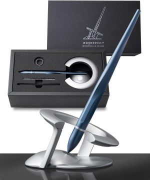 novium Hoverpen Interstellar – Futuristic Luxury Pen Made With Aerospace Alloys, Unique Aesthetic, Free Spinning Executive Pen, Gifts for Men & Women (Neptune Blue)