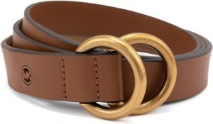 Michael Kors Womens 1 Inch Double Ring Leather Belt, Fashion Accessory for Everyday Wear