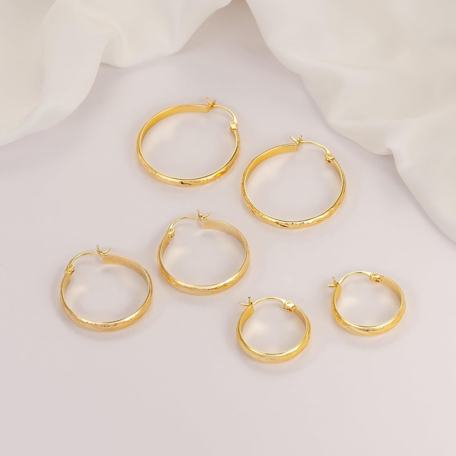 14K Gold Earrings for Women Gold Hoop Earrings for Women Hoop Earring for Womens Grainy Hoops Earring for Womens Hoops 20/25/30mm - Image 4