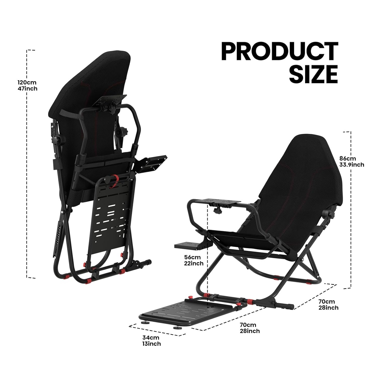 RACGTING Racing Simulator Cockpit for G29/G920/G923, Foldable & Adjustable Racing Seat for Thrustmaster T300RS/248/T-GT II, Fanatec CSL DD/GT DD Pro/ClubSport DD/DD+, MOZA R5, SIMAGIC Alpha Mini - Image 6