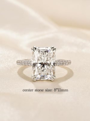 4.5 Carat Radiant Cut Lab Created Moissanite Engagement Ring for Women, D Color VVS1 Sterl...
