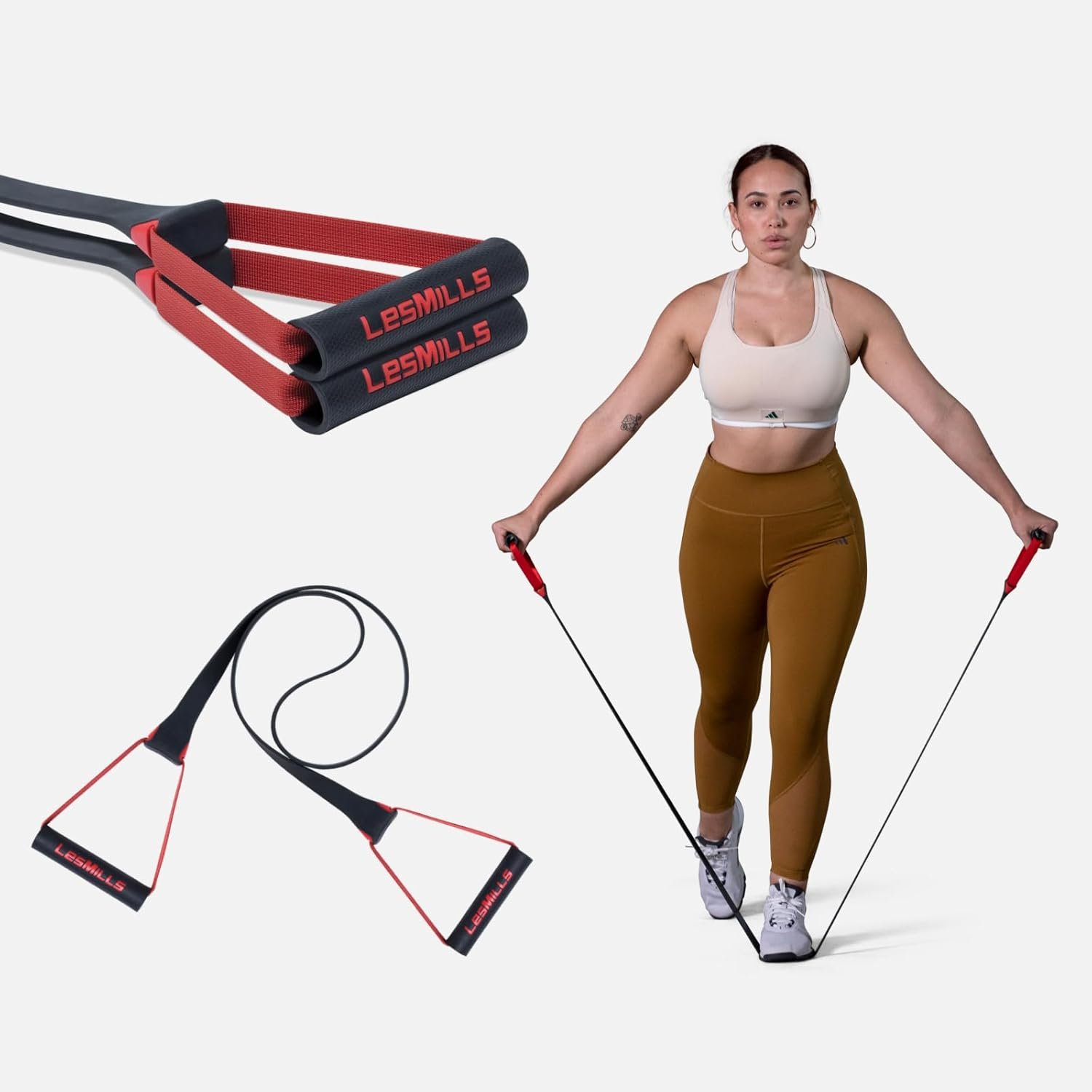Les Mills™ SMARTBAND™ Workout Resistance Band with Handles, Home Gym Workout Equipment, Elastic Stretch - Image 8