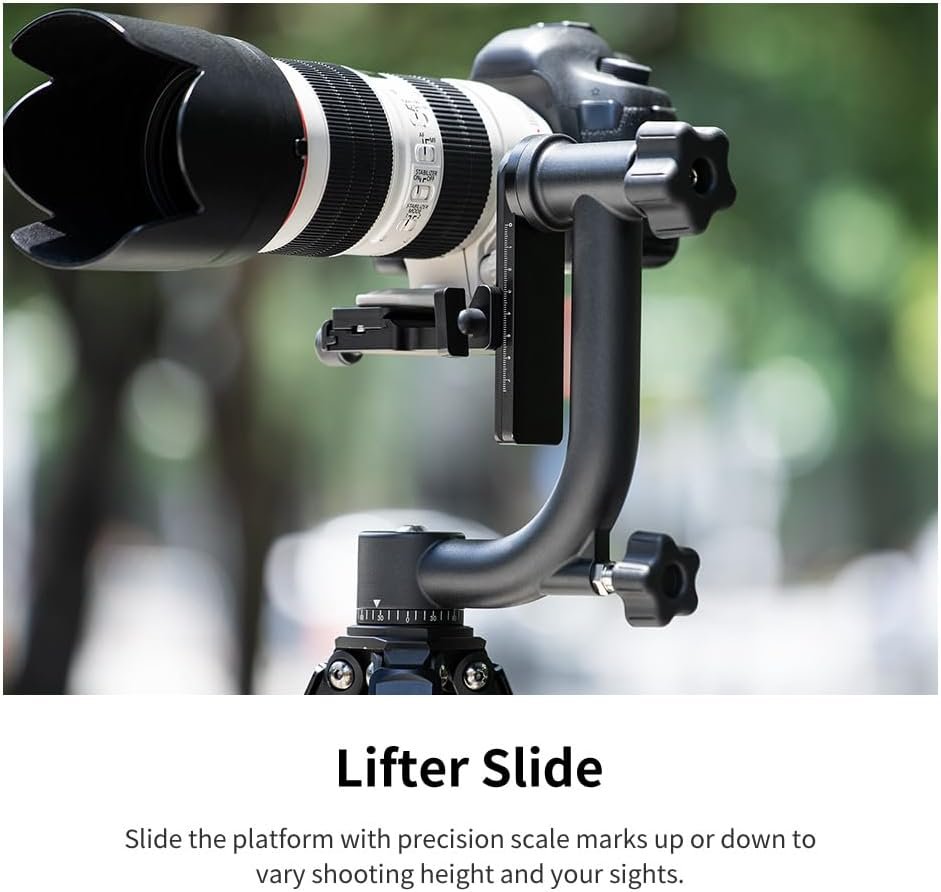 K&F CONCEPT Aluminum Alloy 360 Degree Panoramic Gimbal Tripod Head with 1/4'' Standard Quick Release Plate and Bubble Level,Load Capacity up to 20kg/44lbs - Image 8