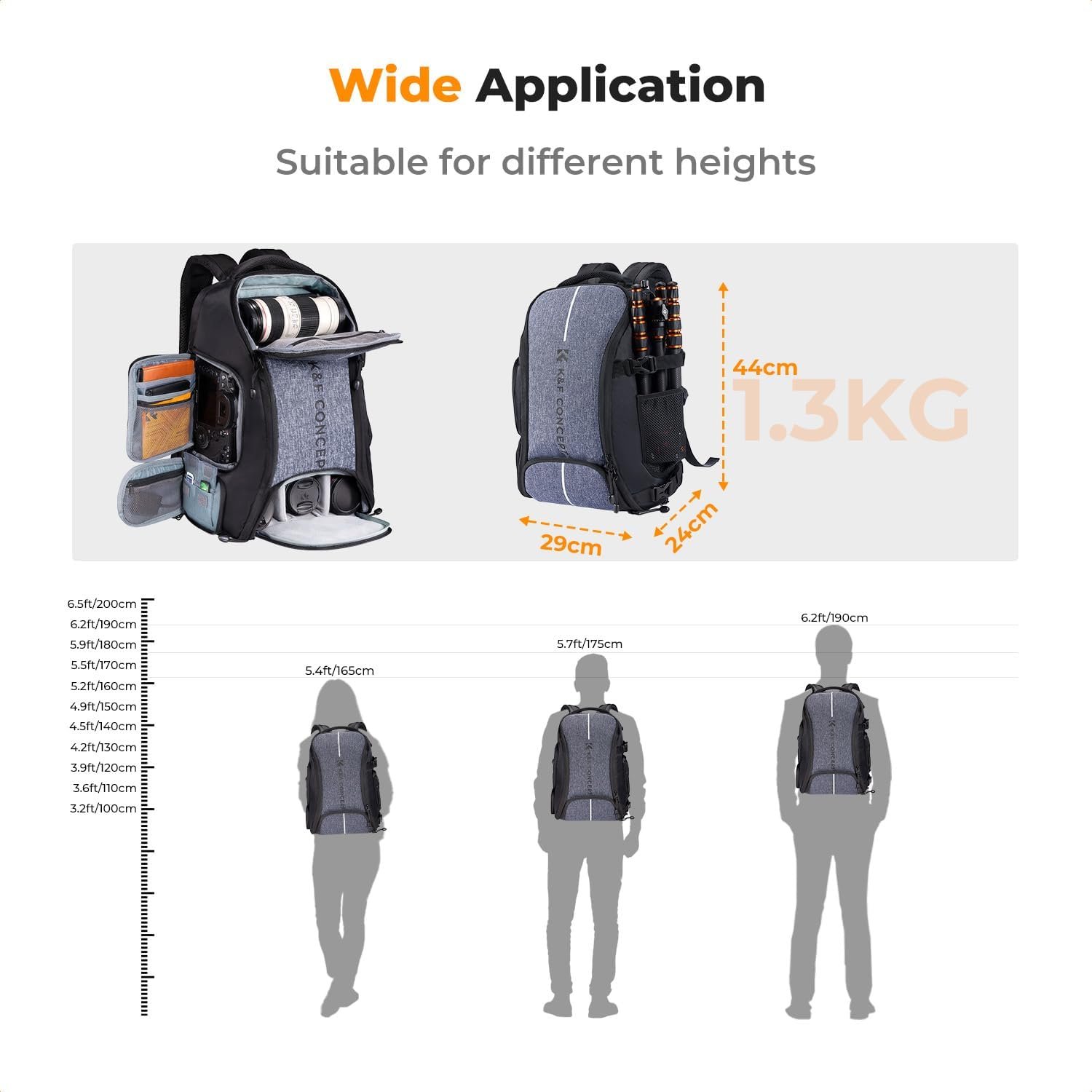 K&F CONCEPT Camera Backpack,25L Large Capacity Camera Bag for Photographers with Raincover and 15.6 Inch Laptop Compartment Compatible for Canon/Nikon/Sony/DJI Mavic Drone - Image 7