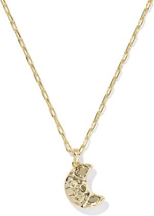 Kendra Scott Moon Short Pendant Necklace, 14K Gold-Plated Brass, Fashion Jewelry for Women, White Opalescent Resin