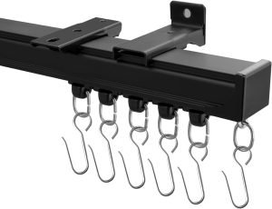 Ceiling Curtain Track, Curtain Track Ceiling Mount, Room Divider Curtain Rod or Wall with Rolling Hooks, Ceiling Shower Curtain Tracks Perfect for Privacy in Open Rooms,3-9ft Black.