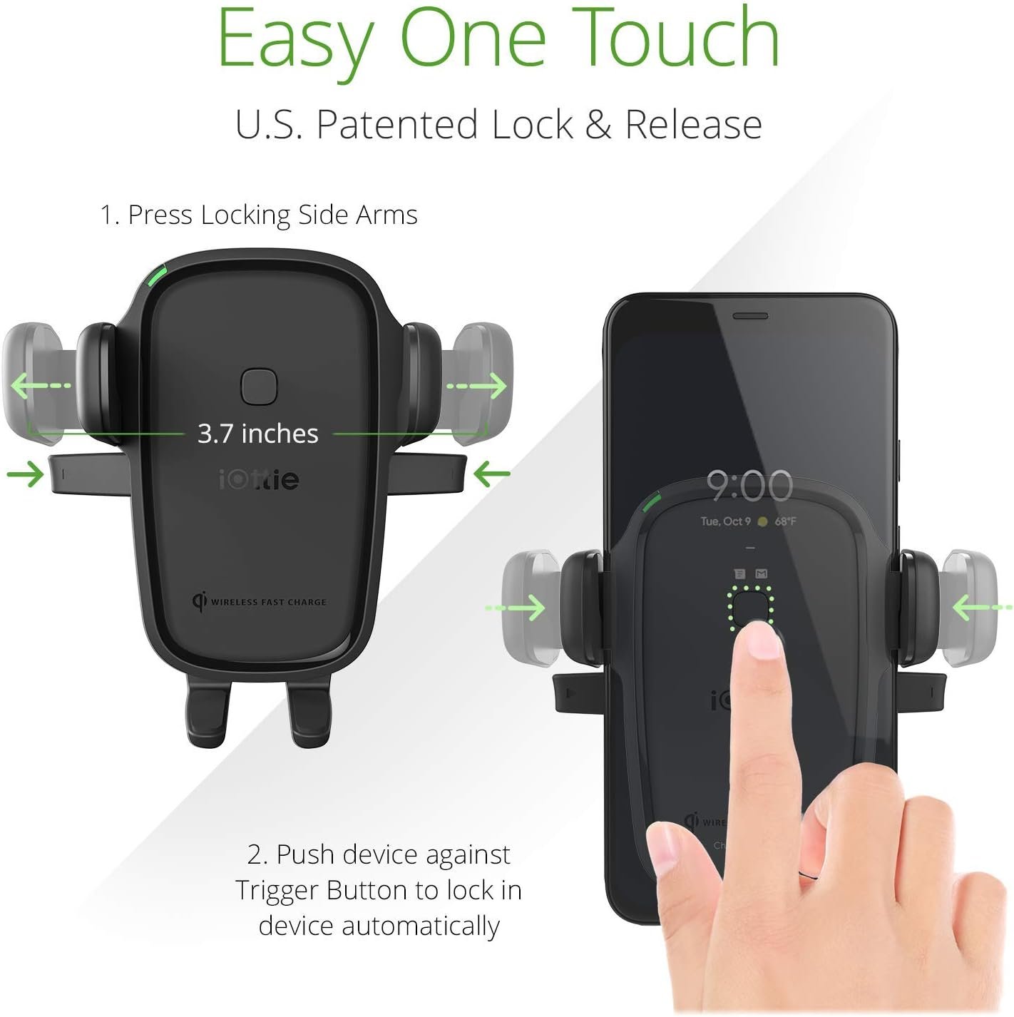 iOttie Car Charger Easy One Touch Wireless 2 Qi Charging CD Slot + Air Vent Combo Phone Mount for iPhone, Samsung Galaxy, Huawei, LG, Smartphones, Black - Image 4