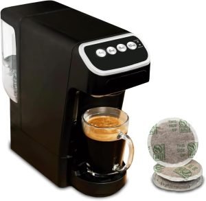 PeleCafe Coffee Machine – Compatible with Peet’s Coffee Pods – Fast Brewing Single-Serve Coffee Maker with Rich Flavor Extraction, Crema Layer, Space-Saving Sleek Design, Barista-Quality Taste