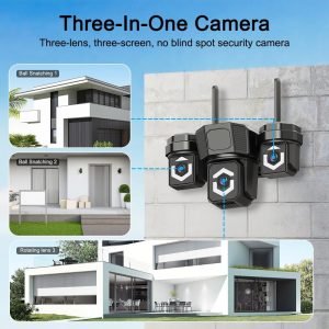 Three-Lens Surveillance Camera 2.4GHz WiFi 260° PTZ Home Security Outdoor Camera Color Night Vision / 2-Way Audio/Human Detection/Light and Siren Alarm