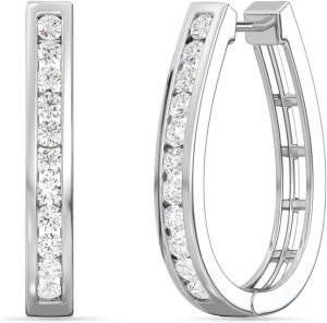 Gilded Lab-Grown Diamond Channel Set Hoop Earrings for Women in 925 Sterling Silver and 14KT Yellow Gold Plated Silver | Hypoallergenic Fine Jewelry | Hinged Closure | SI1 Clarity, F Color |1/4,1/2, 1 Carat Total Weight