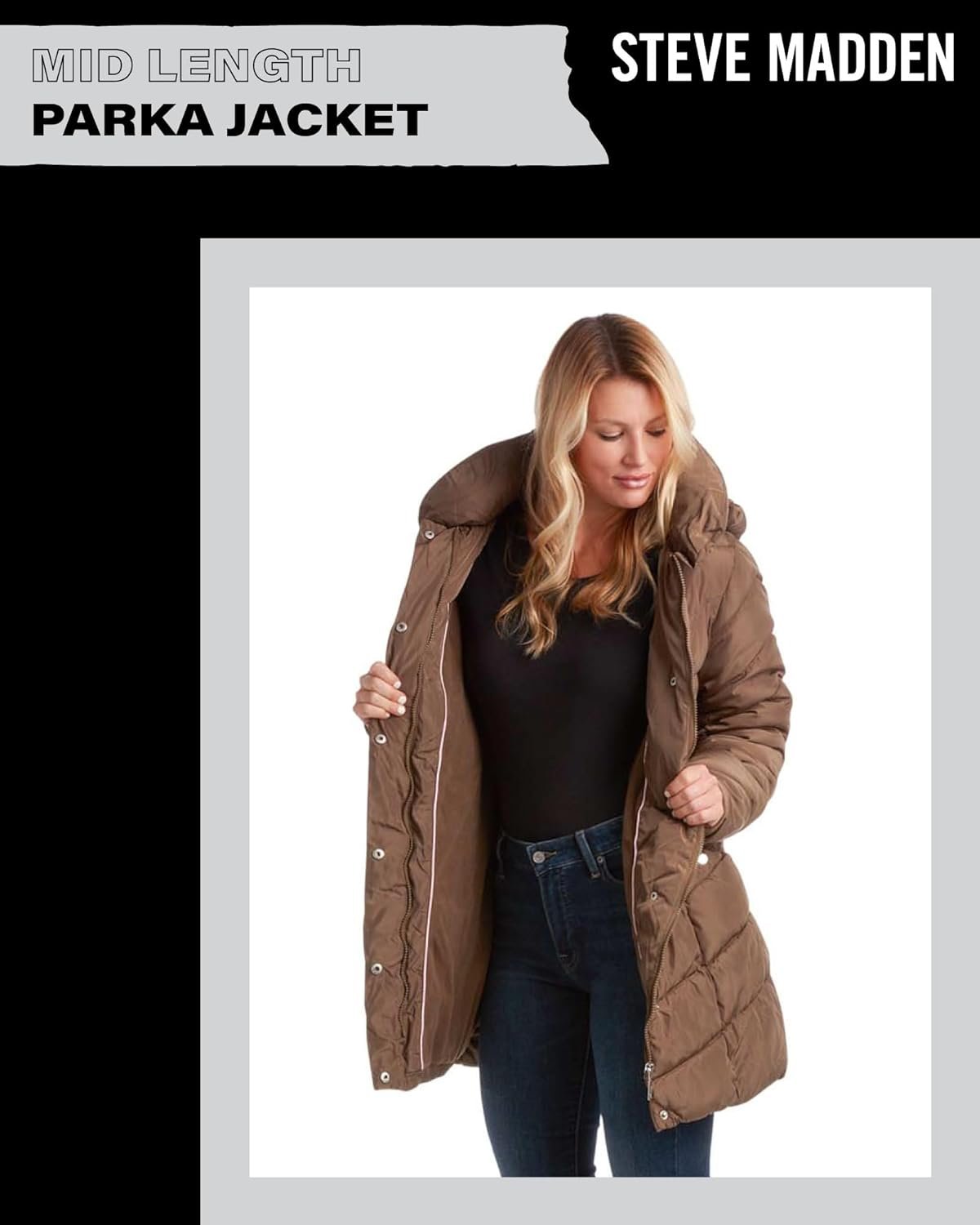 Steve Madden Women's Long Puffer Coat - Heavyweight Insulated Fall Winter Jackets for Women Windproof Long Length Bubble Parka - Image 5