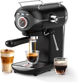 Espresso Machine, 20 BAR Pump Temperature Control, Compact Espresso Maker with Steam Milk ...