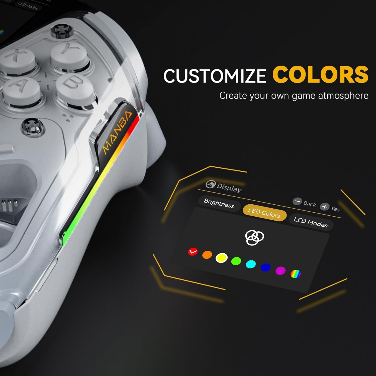 ManbaOne Interactive Screen Wireless Gaming Controller for PC/Switch/Switch 2/iOS/Android,Hall Effect Stick & Trigger,RGB Lighting,Remappable Buttons,1800mAh with Charging Dock (White) - Image 6