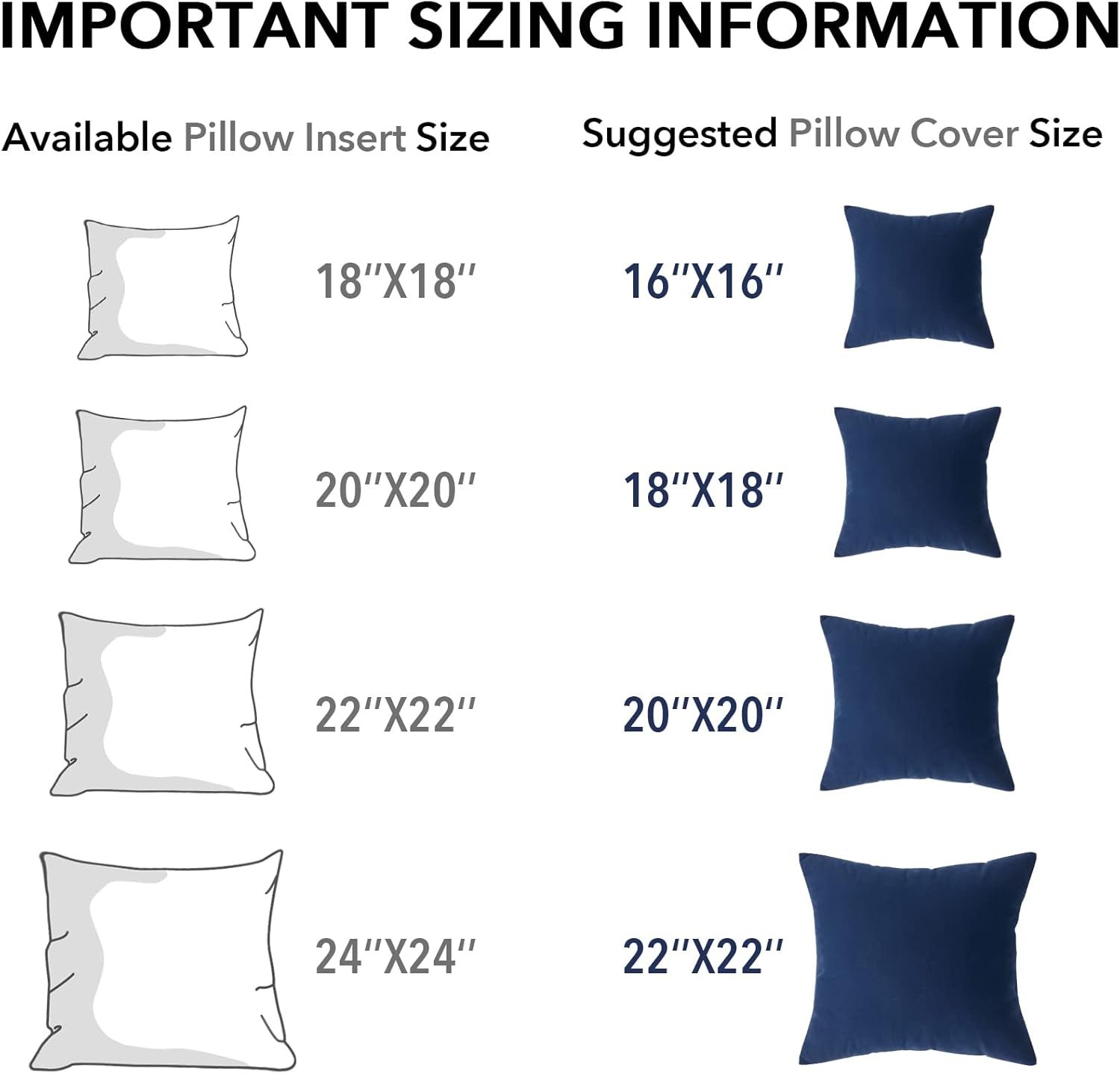 Oubonun 28 x 28 Throw Pillow Inserts, Firm and Fluffy Decorative Square Pillows for Couch Bed Sofa with Soft Cotton Cover White Cushion with Down Alternative Pack of 2 - Image 7