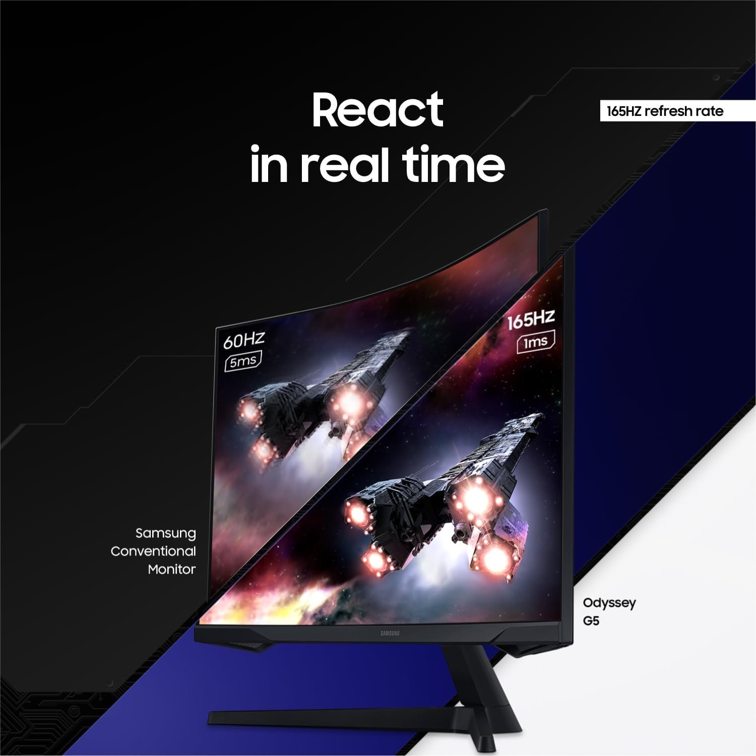 SAMSUNG 32" Odyssey G55C Series QHD 1000R Curved Gaming Monitor, 1ms(MPRT), HDR10, 165Hz, AMD Radeon FreeSync, Eye Care, Glare Free, Sharp Resolution LS32CG550ENXZA - Image 4