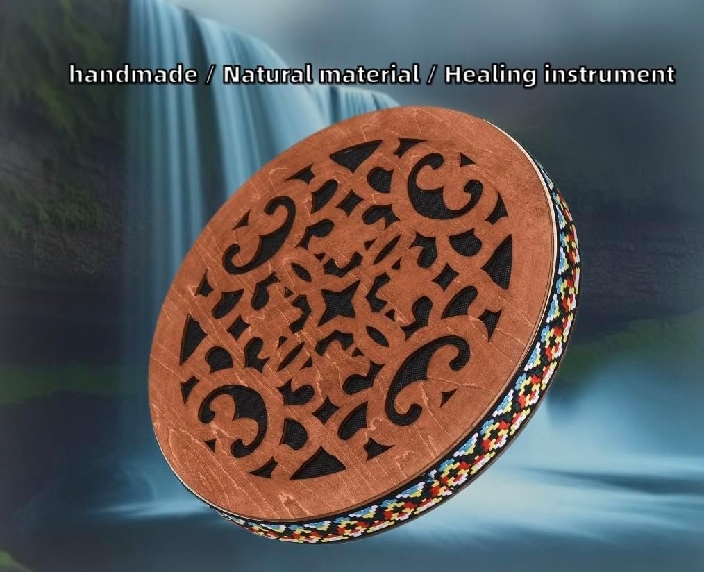 Handmade wooden ocean drum, sound healing wave drum, onomatopoeic tambourine, pleasant sound to release stress, yoga meditation performance accompaniment gift (12 inchs) - Image 3