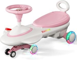 Kids Electric Ride On Car 12V – Electric Wiggle Car with Rechargeable Battery, LED Lights & Music,Anti-Rollover for Boys Girls Ages 3-8, Indoor/Outdoor Toy Vehicle up to 150 lbs