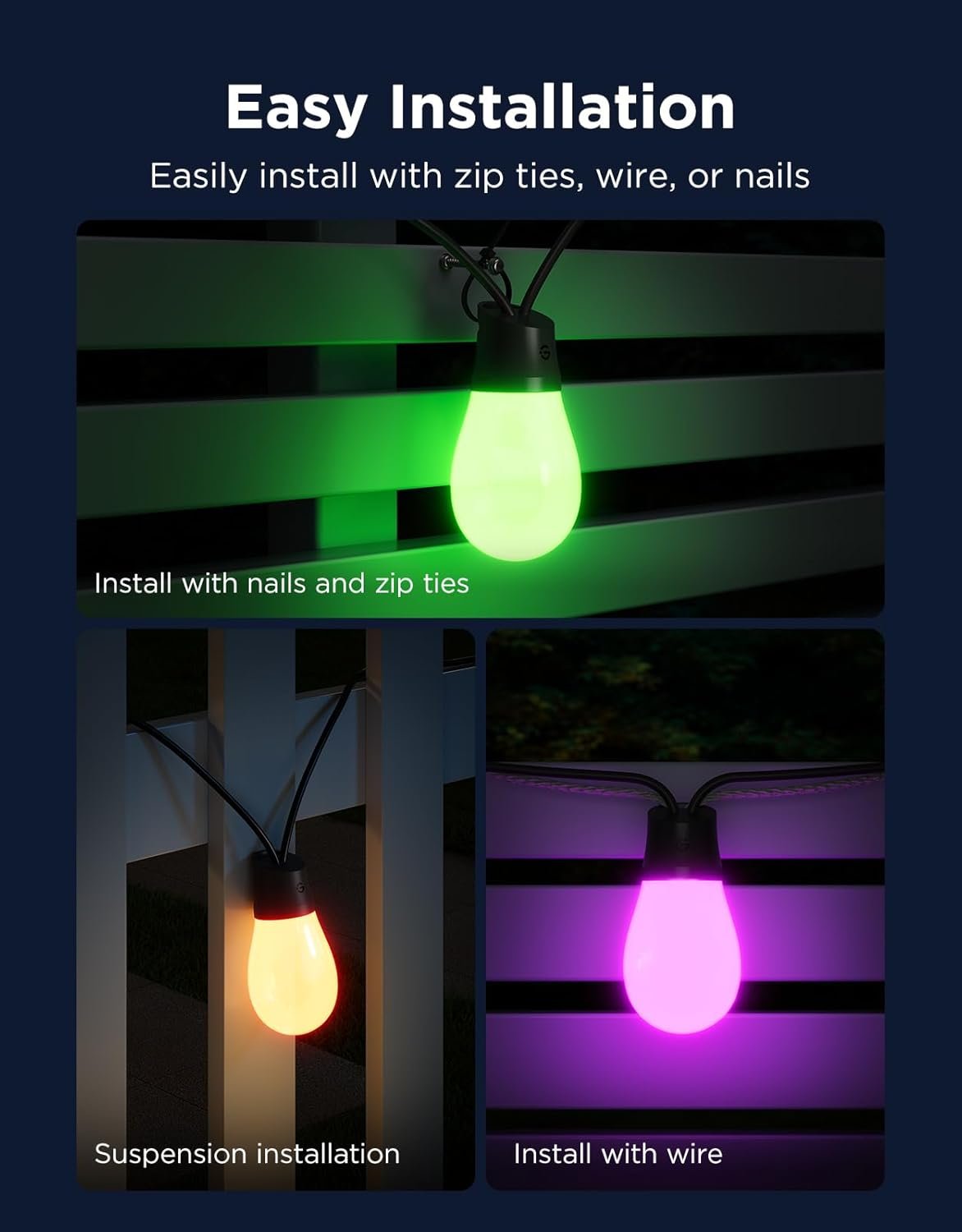 Govee S14 Bulb Outdoor String Lights 2, 96ft Smart RGBIC Warm White Patio Lights with 30 LED Bulbs, 111 Scene Modes for Outdoor Decor, Works with Alexa, Google, Matter, APP Control, IP66 Waterproof - Image 7