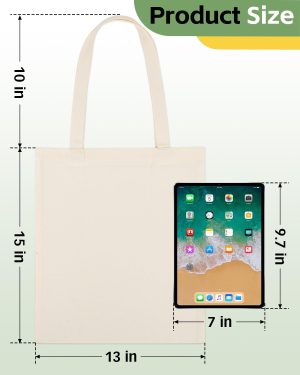 Lzerking Canvas Tote Bag Bulk 50/120 Pack, 13×15 Inches Sublimation Tote Bags for DIY...