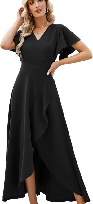 Long Black Formal Dresses for Women Gowns Evening Party Cocktail Dress,Split Elegant V Nec...