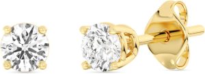 Gilded Lab-Grown Diamond 10KT White Gold and 10KT Yellow Gold Stud Earrings for Women| Hypoallergenic Fine Gold Jewelry | 4-Prong Basket, Push Back Nut | SI1 Clarity, F Color, Round Cut | 1/5,1/4,1/3,3/8,1/2,3/4,1 Carat Total Weight