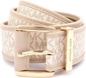 Michael Kors Womens 1.75 Inch Logo Belt with Grommets, Stylish Fashion Accessory for Everyday Wear