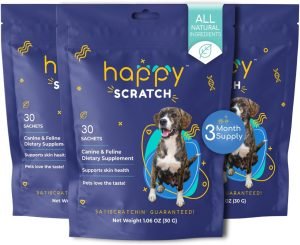 Dog Allergy Relief for Itching and Licking, Itchy Skin and Chewing from Seasonal Allergies, Flavor Pets Love, Three Month Supply for All Cat and Dog Breeds – 3 Pack of 30 Sachets