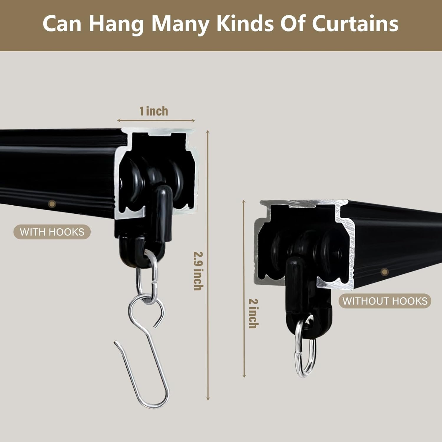 Ceiling Curtain Track, Curtain Track Ceiling Mount, Room Divider Curtain Rod or Wall with Rolling Hooks, Ceiling Shower Curtain Tracks Perfect for Privacy in Open Rooms,3-9ft Black. - Image 2