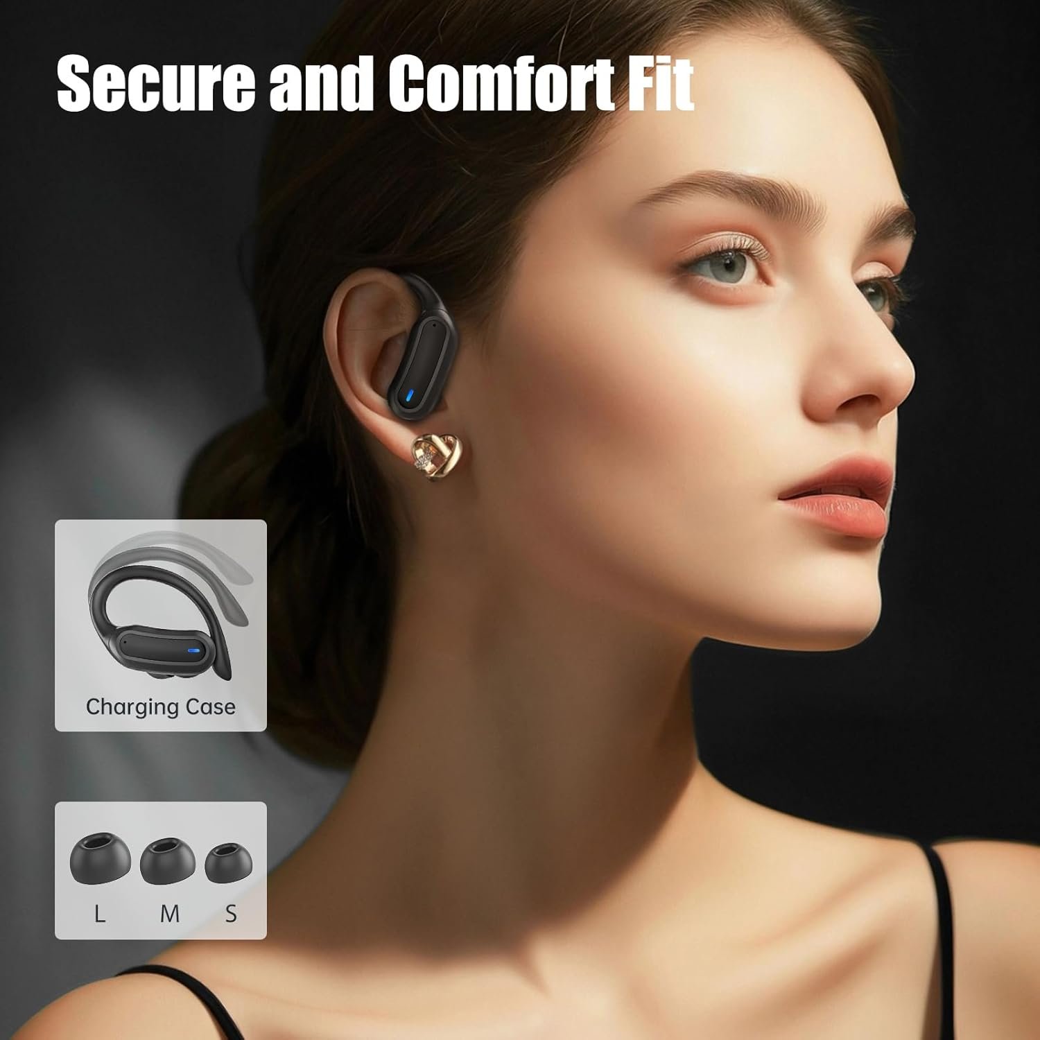Wireless Earbuds, Bluetooth 5.4 Headphones, True Wireless Stereo Earphones with Noise Cancelling Mic, IPX7 Waterproof, Comfort Fit and Fast Charging Ear Buds (Black) - Image 4