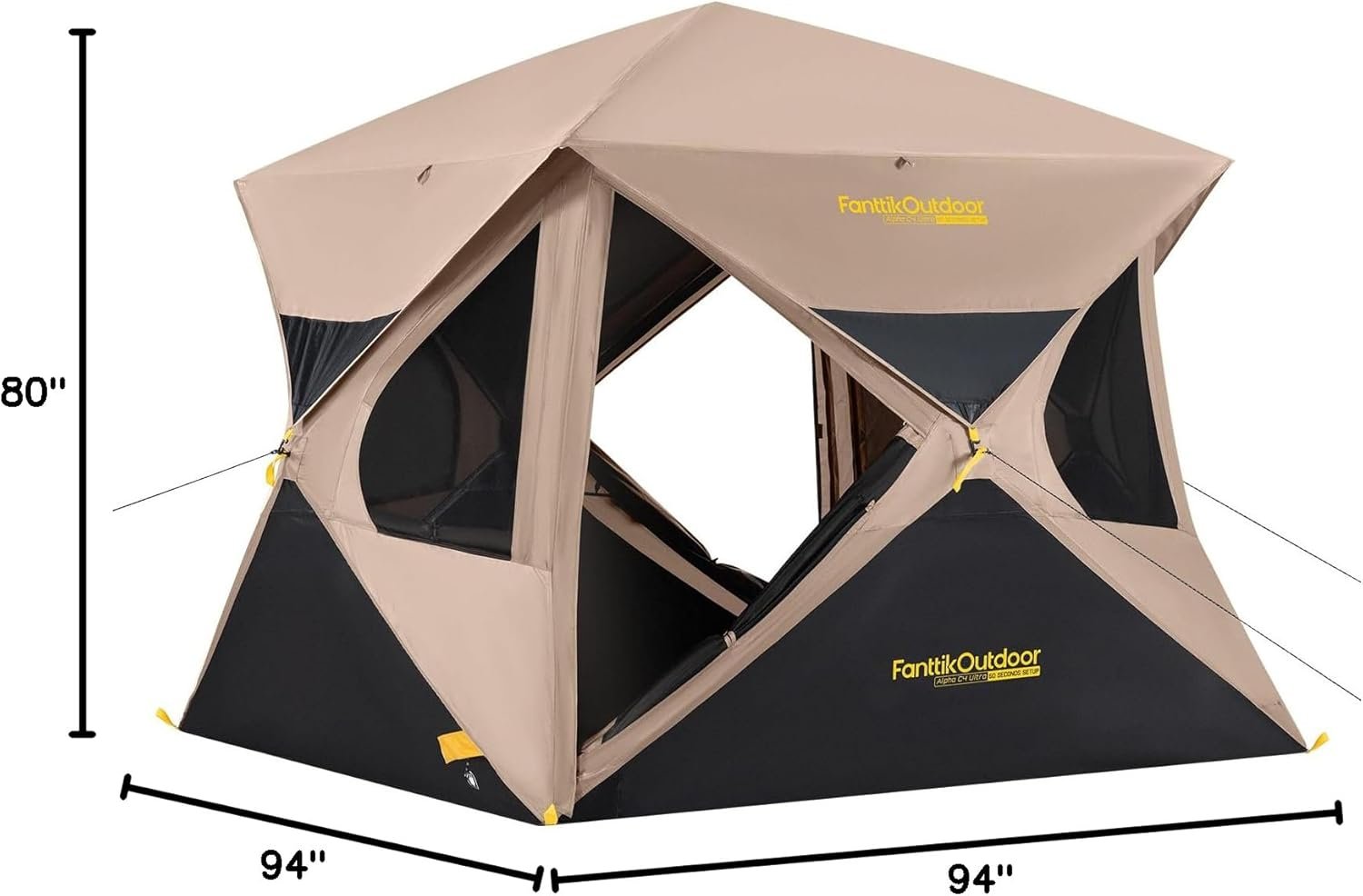 FanttikOutdoor Alpha C4 Ultra Camping Tent 4 Person Pop Up Instant Cabin Setup in 60 Seconds Portable Hub Tent with Rainfly & Windproof for Outdoor Camping & Overlanding - Image 8