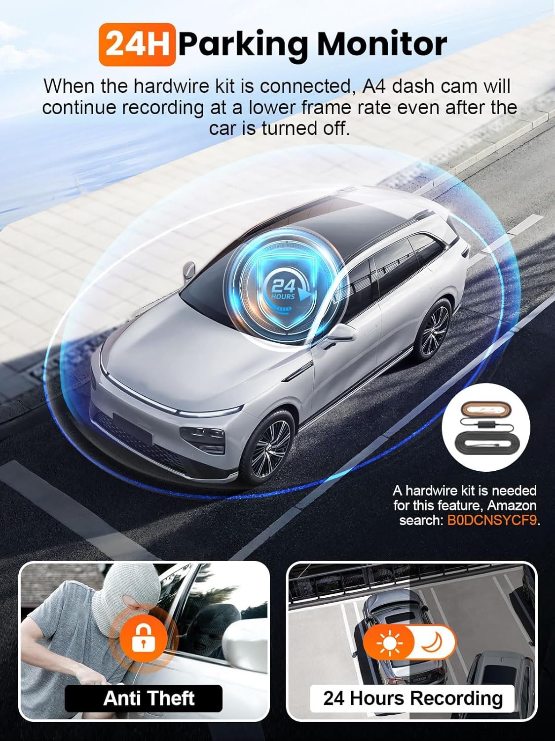 4K Dash Cam Front and Rear, Built-in 5G WiFi GPS, 64GB Card Included, 3.59'' IPS Screen Dash Camera for Cars, Dual Dashcam with G-Sensor, Loop Recording, WDR, Night Vision, 24H Parking Monitor - Image 8