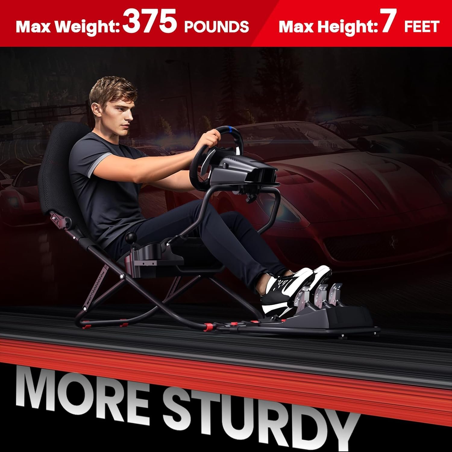 RACGTING Racing Simulator Cockpit for G29/G920/G923, Foldable & Adjustable Racing Seat for Thrustmaster T300RS/248/T-GT II, Fanatec CSL DD/GT DD Pro/ClubSport DD/DD+, MOZA R5, SIMAGIC Alpha Mini - Image 3