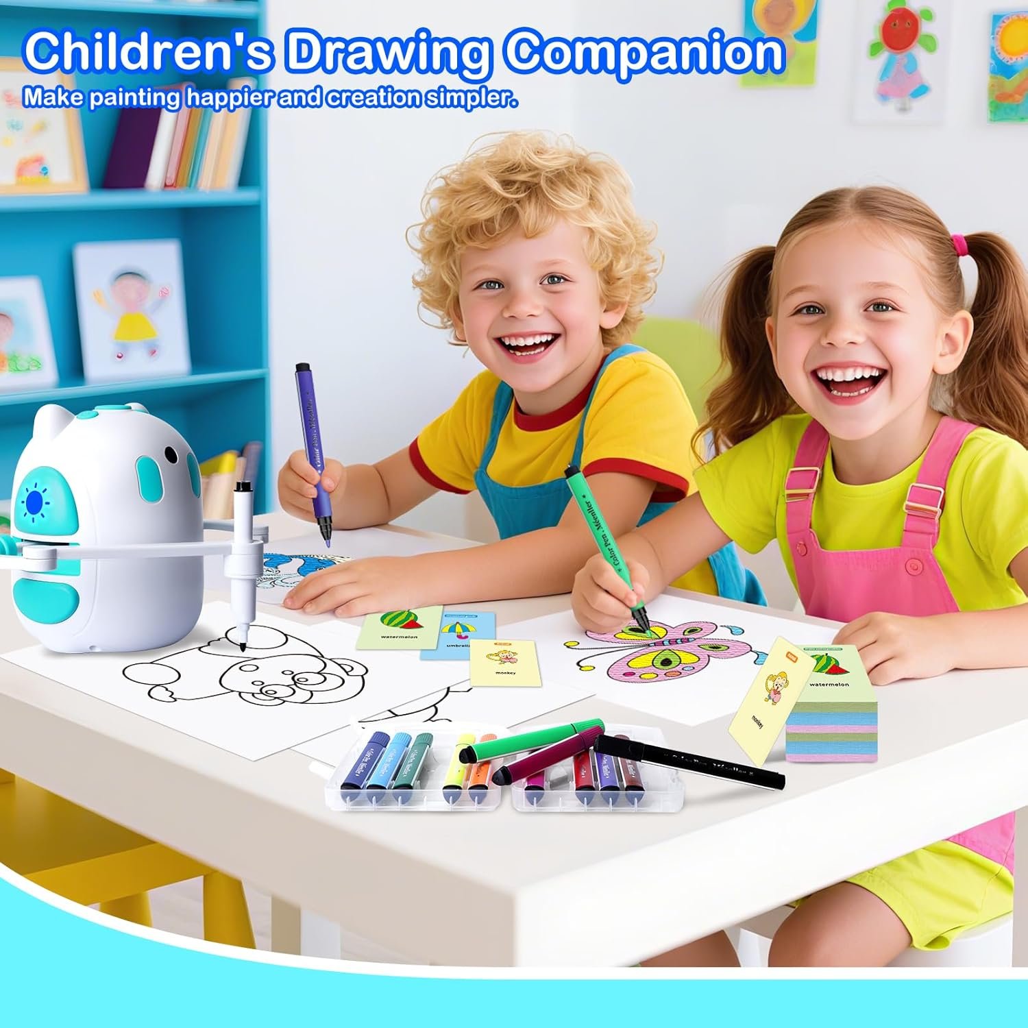 Drawing Robot for Kids 150 Educational Cards Smart Drawing Robot Voice Interactive Partner Montessori Painting Toy for Boys & Girls Ages 3-8 Perfect for Birthdays Christmas and Learning Fun - Image 2