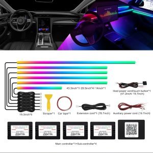 Acrylic Interior Car LED Strip Light with Wireless APP, RGB Dreamcolor 6 in 1 with 175 inc...
