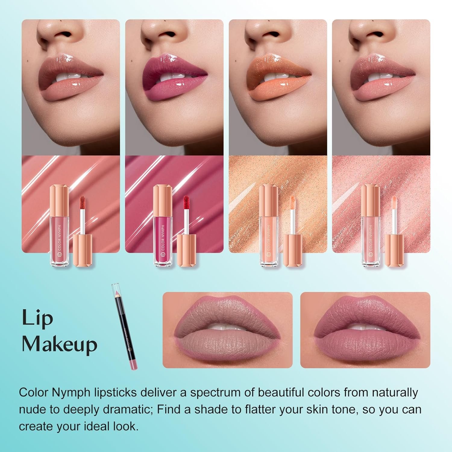 Color Nymph All In One Makeup Kit Comestics Gifts for Girls Teens, Travel Makeup Set 4 Trays Train Case for Beginner Includes Eyeshadow Highlighter Lipgloss Blush Concealer Brush Eyeliner Lipbalm - Image 6