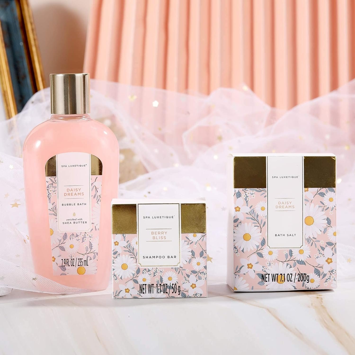 Spa Luxetique Gift Baskets for Women, Dasiy Dream Scented 15pcs Bath Gift Sets with Shower Gel, Hand Cream and Tote Bag, Mother's Day Gifts for Mom - Image 5