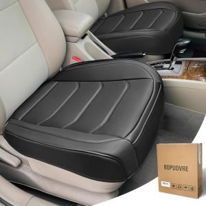 Car Seat Cover for Luxury & Comfort – PU Leather, Anti-Slip, Full Wrap Protection with Storage Pocket for Bottom Cushion – Universal Fit for 95% of Vehicles (Black,2 Piece)