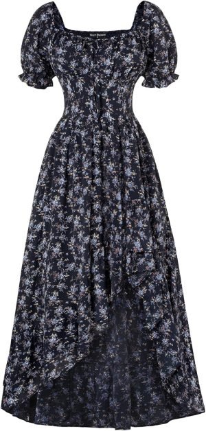 Scarlet Darkness Cottagecore Corset Dress Flowy Chiffon Floral Dresses for Women