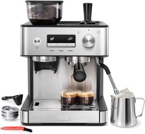 Gevi Espresso Machine with Grinder & Milk Frother, 20 Bar Professional Coffee Maker f...