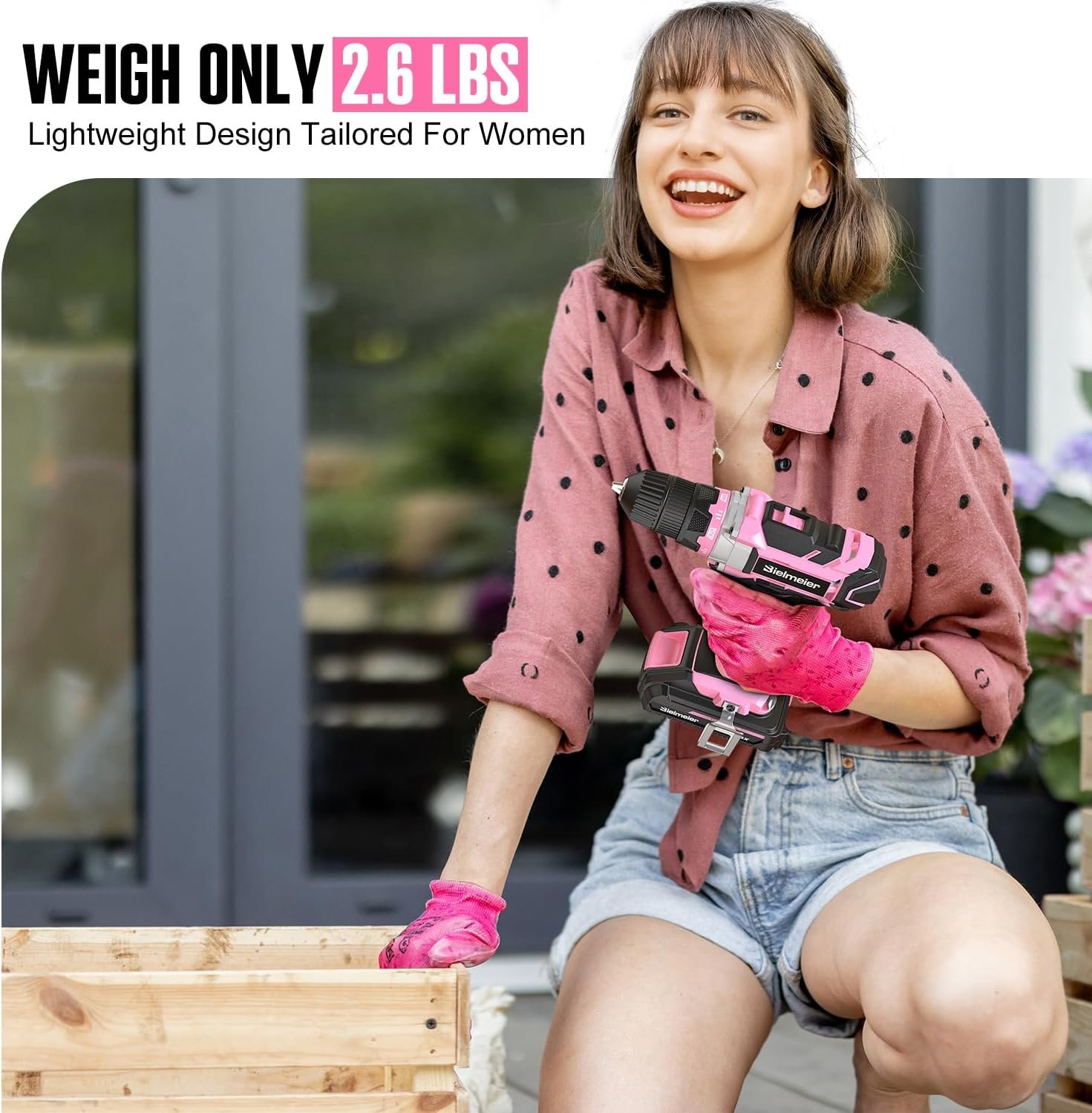 Bielmeier 20V 236Pcs Cordless Pink Drill Set for Women, Lady’s Essential Home Tool Kit with Pink Bag, Perfect DIY Electric Screwdriver Set for Home Repair & Gifts - Image 2