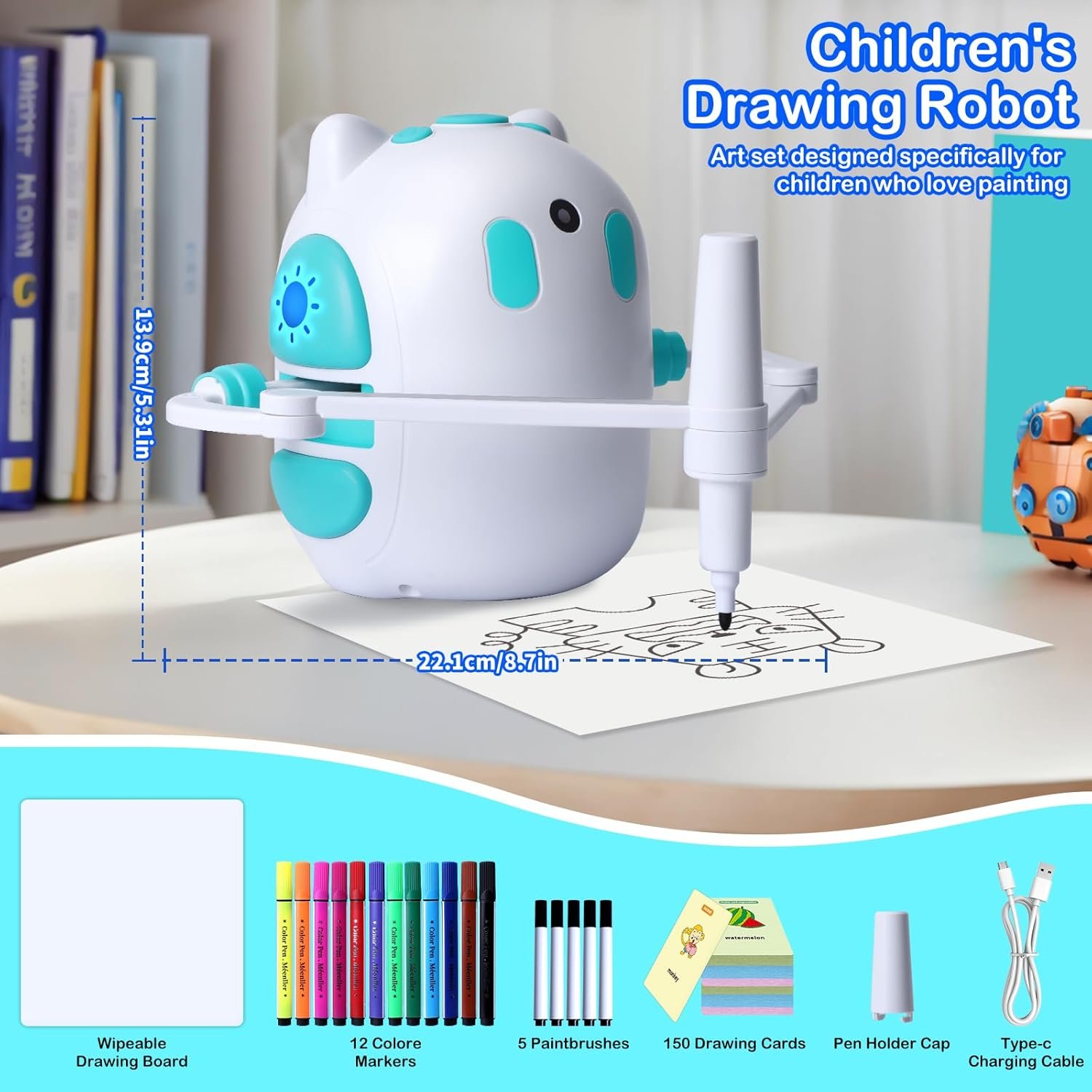 Drawing Robot for Kids 150 Educational Cards Smart Drawing Robot Voice Interactive Partner Montessori Painting Toy for Boys & Girls Ages 3-8 Perfect for Birthdays Christmas and Learning Fun - Image 6