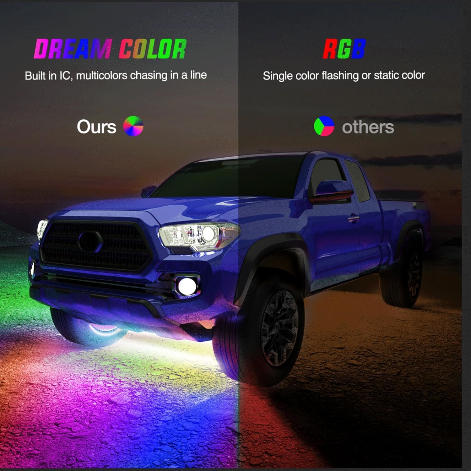 Nilight 6Pcs Car Underglow Neon Accent Strip Lights 300 LEDs Multi Color RGB-IC DIY Sound Active Function Music Mode with APP Control and Remote Control Underbody Light Strip - Image 5