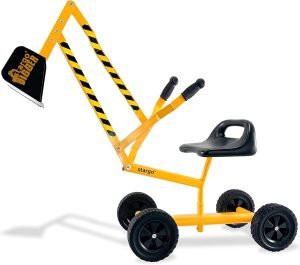 Stargo Kids Excavator Toy Sand Digger on Wheels, Steel Sandbox Digger Toys for Boys, Sand Toys Ride On Excavator, Beach Toys