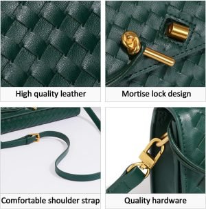 JYG Woven Handbag for Women Fashion Evening Shoulder Bag PU Leather Handmade Clutch Purse Casual Crossbody Bags 2024