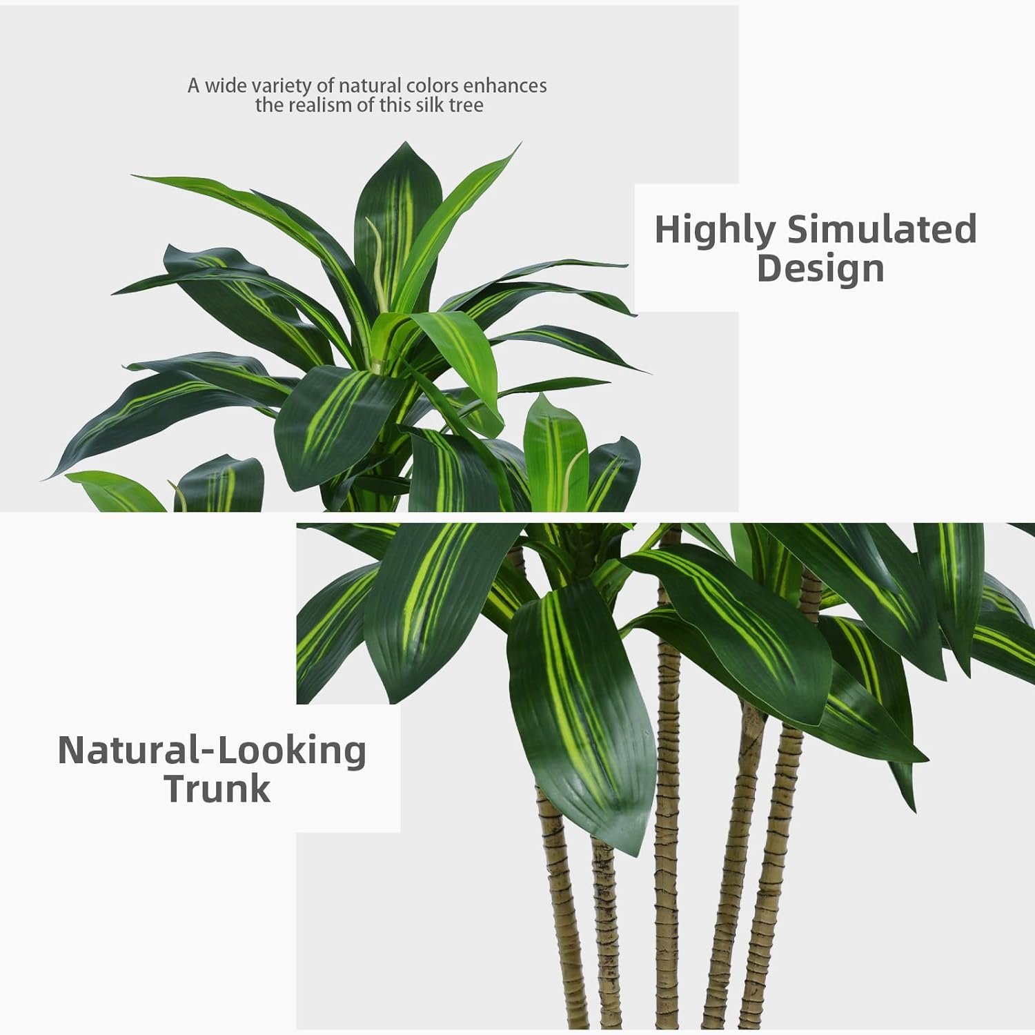 Artificial Dracaena Plant Indoor 5FT - Fake Tree with White Tall Planter - Faux Yucca Tall Fake Floor Plant in Pot - Artificial Trees for Home Office Living Room Decor Indoor - Image 7