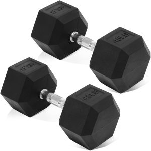 Fitvids Hex Rubber Coated Dumbbells Hand Weights Pairs for Exercises and Fitness and Home ...