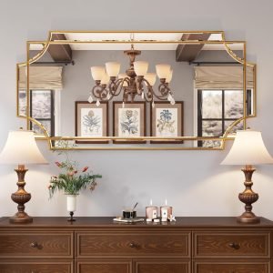 Kelly Miller Gold Traditional Mirror for Wall, Art Decorative Beveled Full Length Mirror for Home Decor, Bathroom, Living Room, Bedroom, Kitchen, Farmhouse, Entryway, 24″x48″ Large